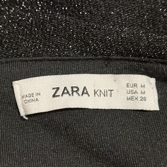 Zara Black Knit Metallic Glitter Ruffle Flounce Bodysuit Size‎ Medium 6096/003 - Picture 11 of 15